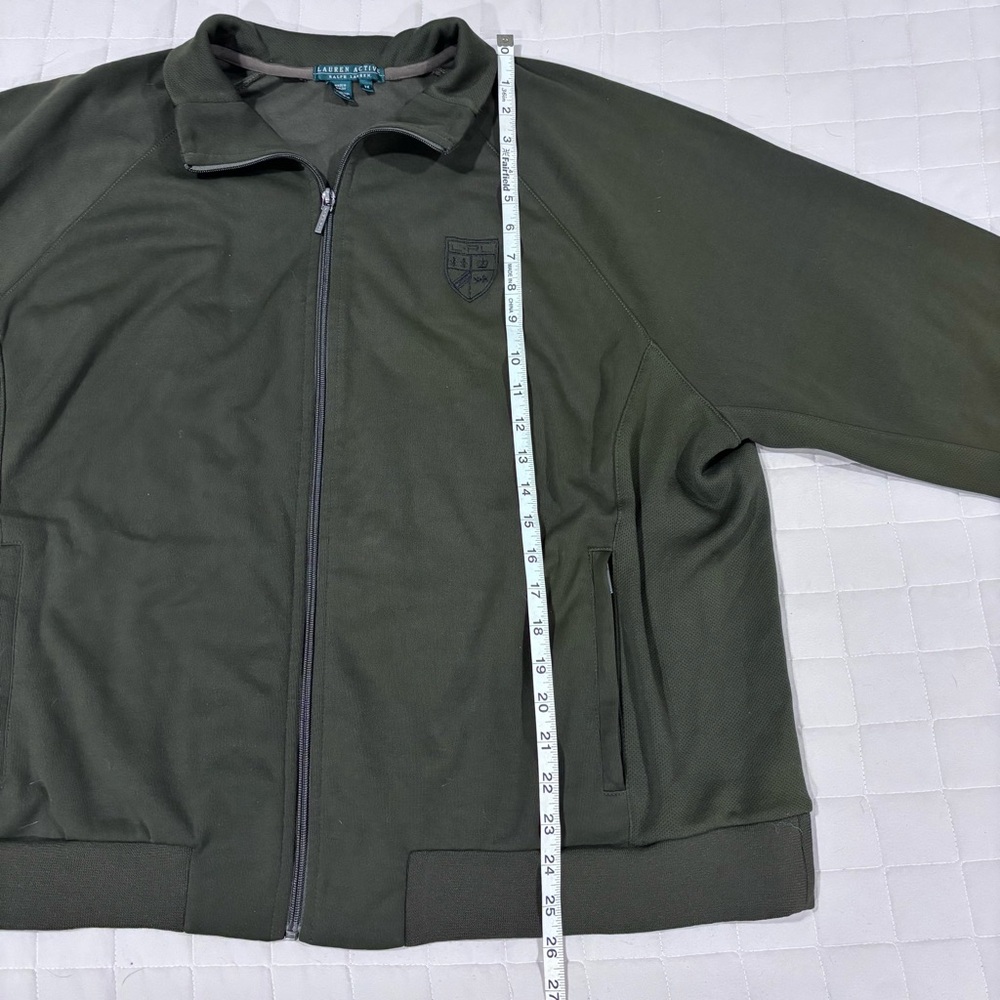 Lauren Active Ralph Lauren Olive Green Full Zip Track Jacket Bomber 3X Crest - Picture 11 of 12